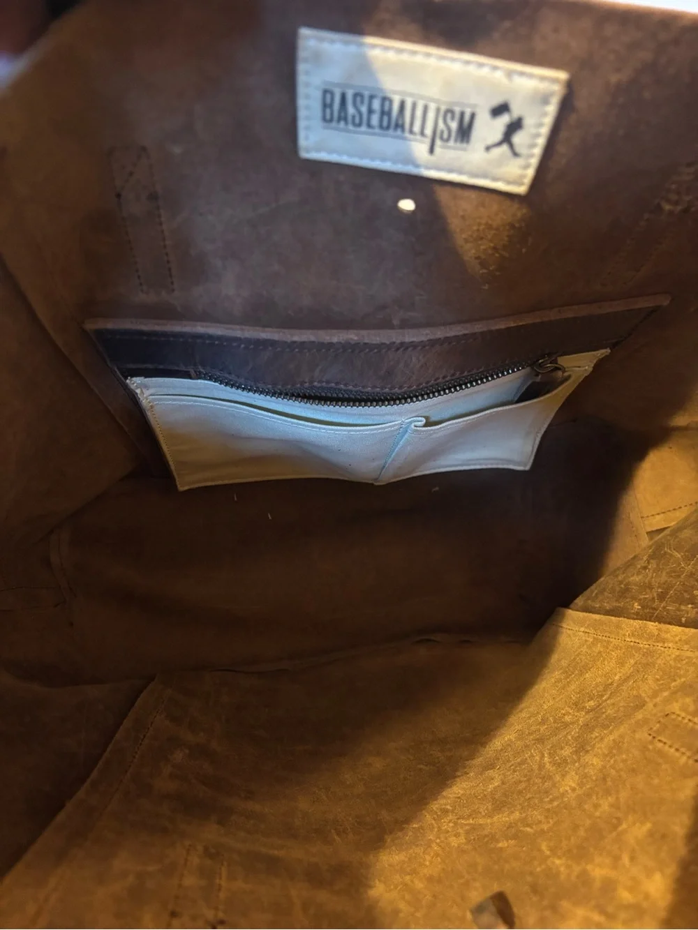 Brown Leather Tote Bag with Knot-Detail Shoulder Straps